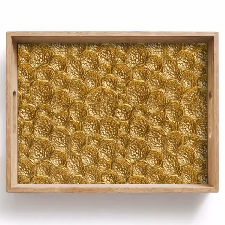 Bandeja - Martillado - Mosaico - Antigüedades - Oro — 1