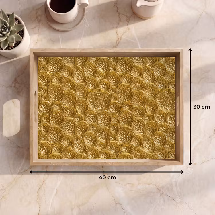 Bandeja - Martillado - Mosaico - Antigüedades - Oro — 7