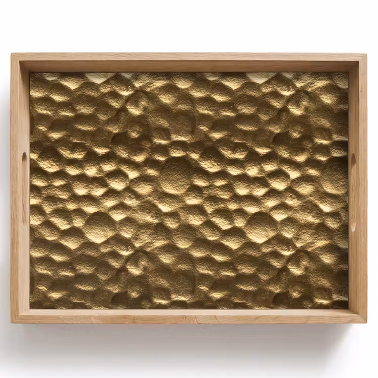 Bandeja - Martillado - Relieve - Textura - Bronce dorado — 1