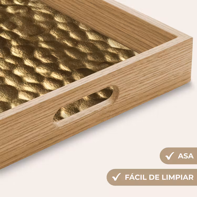 Bandeja - Martillado - Relieve - Textura - Bronce dorado — 8