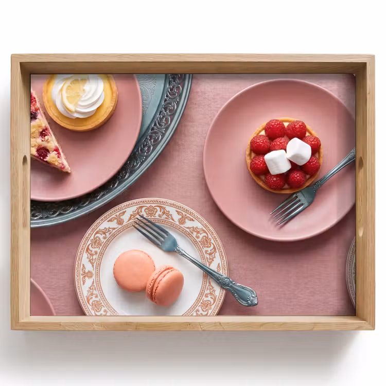 Bandeja - Postre - Tarta - Pastel - Dulce - Rosa — 1