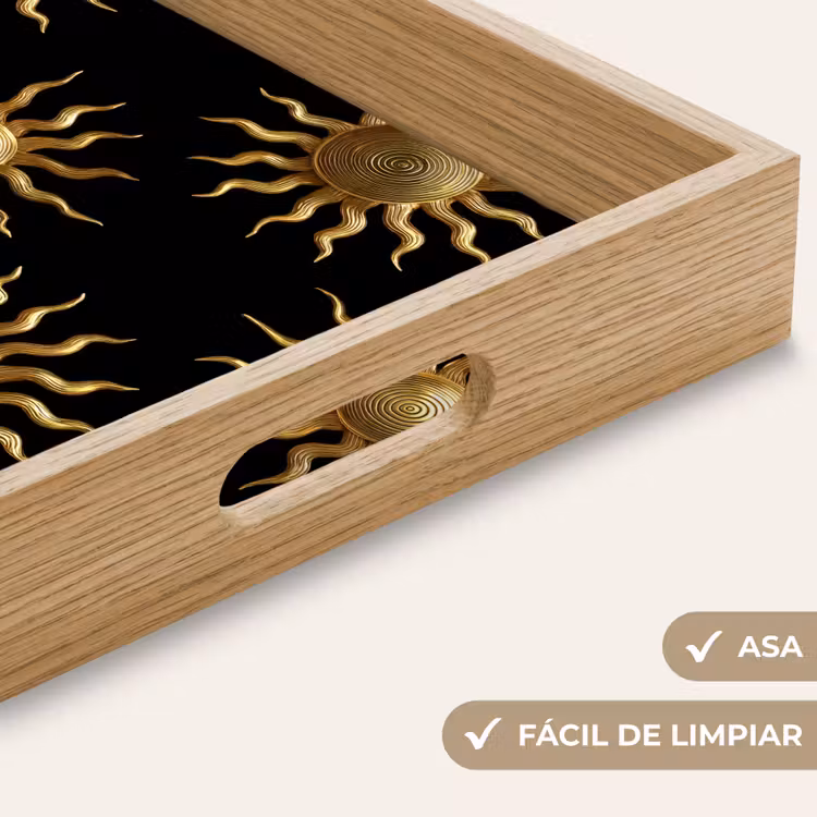 Bandeja - Sol - Estampado - Lujo - Dorado - Negro — 8