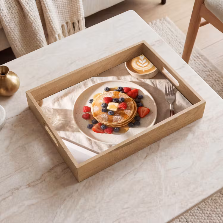 Bandeja - Tortitas - Frutas del bosque - Desayuno - Moderno - Beige — 2