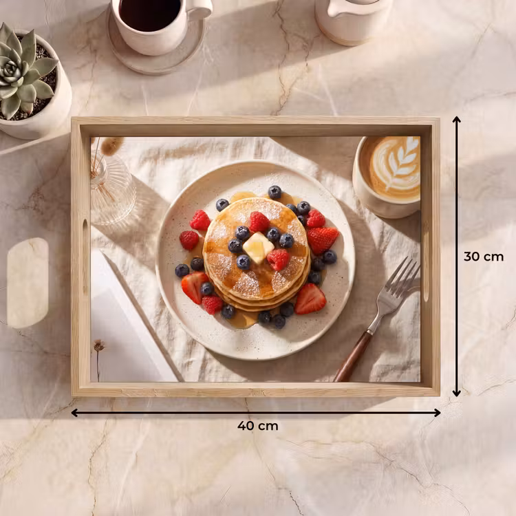 Bandeja - Tortitas - Frutas del bosque - Desayuno - Moderno - Beige — 7