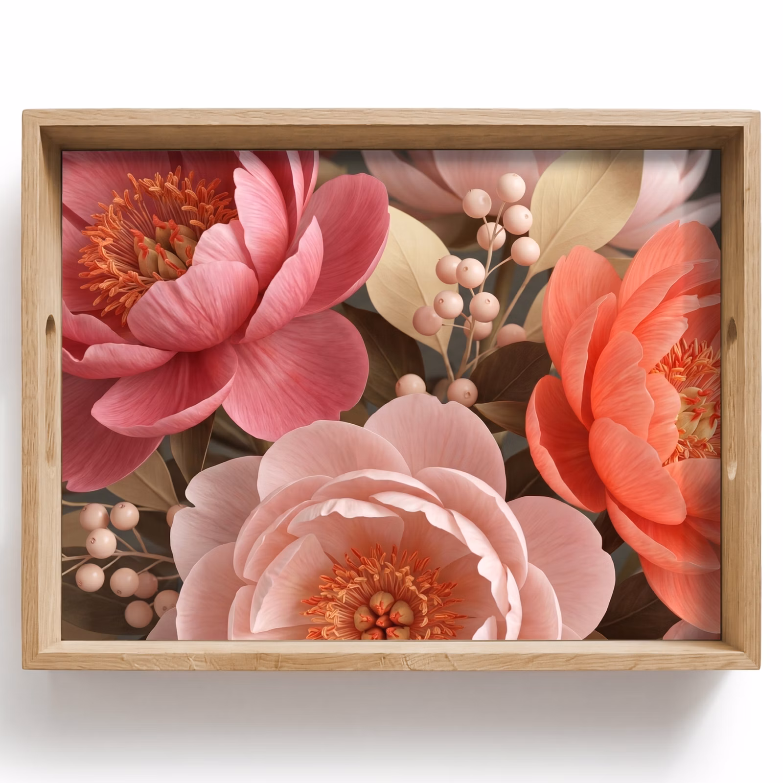 Bandeja - Flores - Floración - Suave - Coral - Decoración — 1