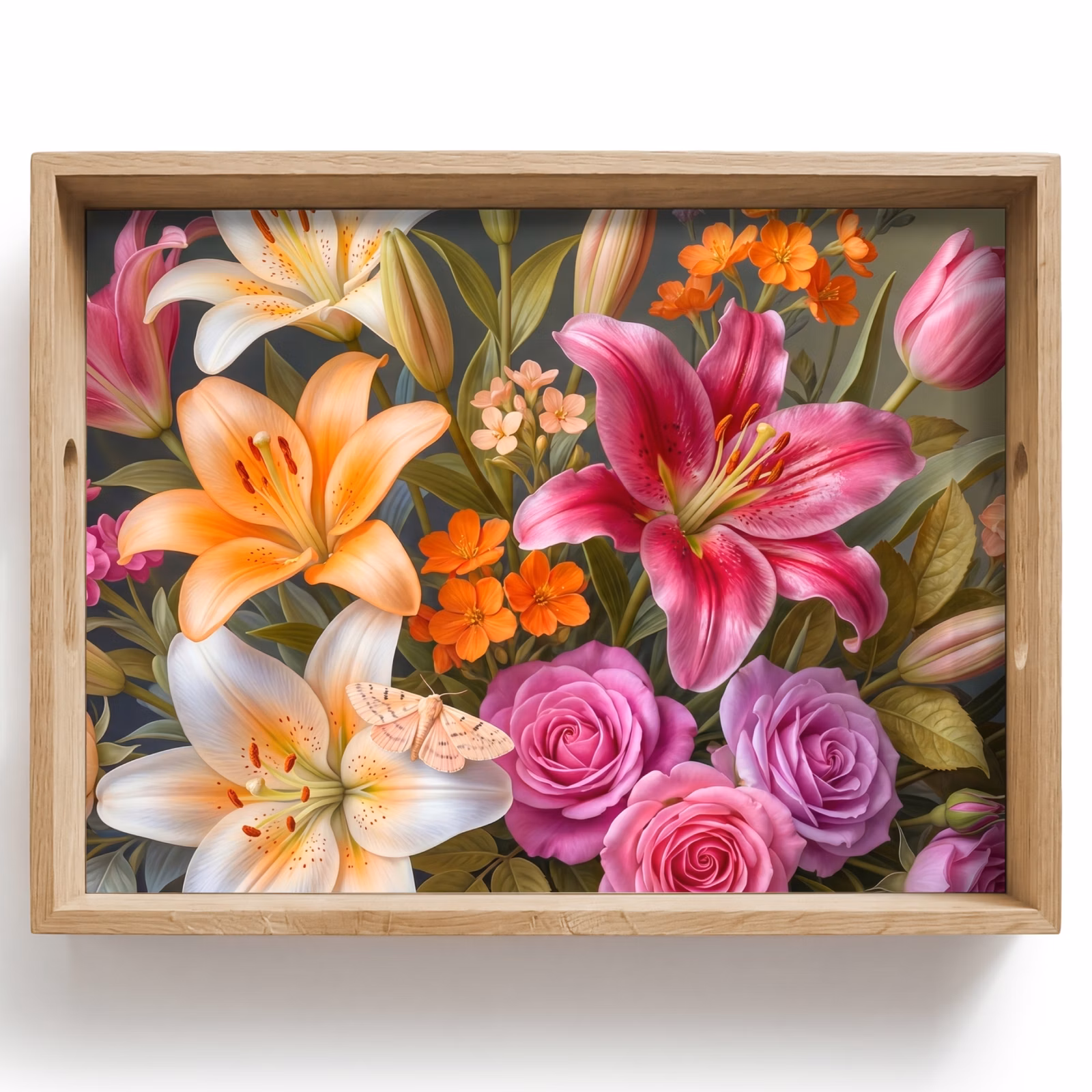Bandeja - Flores - Ramo - Naturaleza - Colorido - Moderno — 1