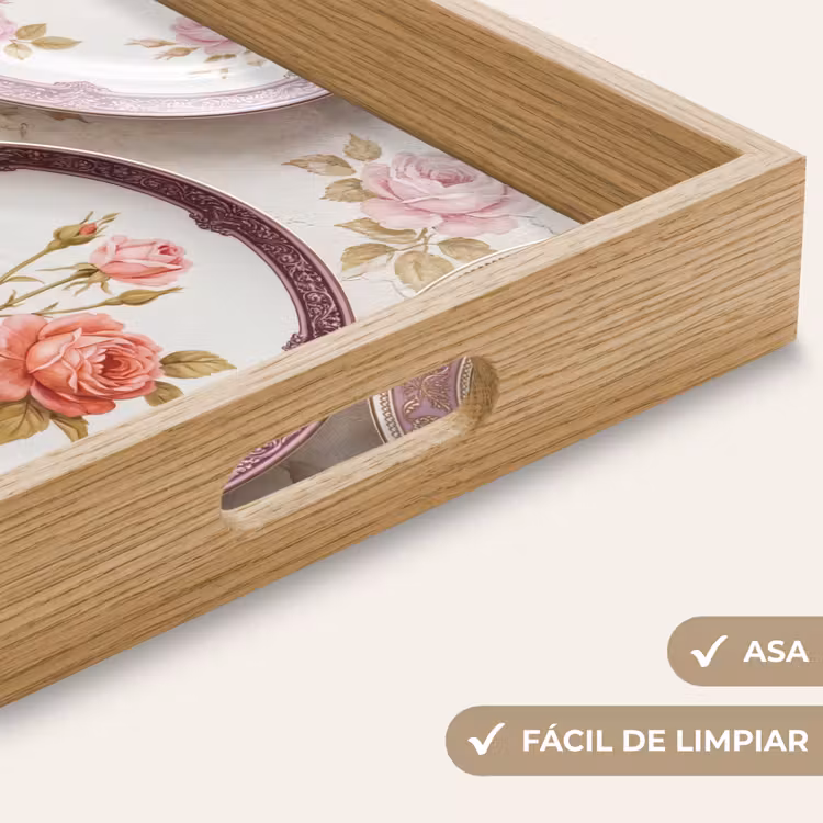 Bandeja - Flores - Estampado - Vintage - Rosa - Decoración — 8