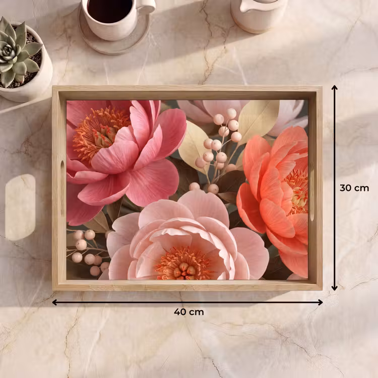 Bandeja - Flores - Floración - Suave - Coral - Decoración — 7
