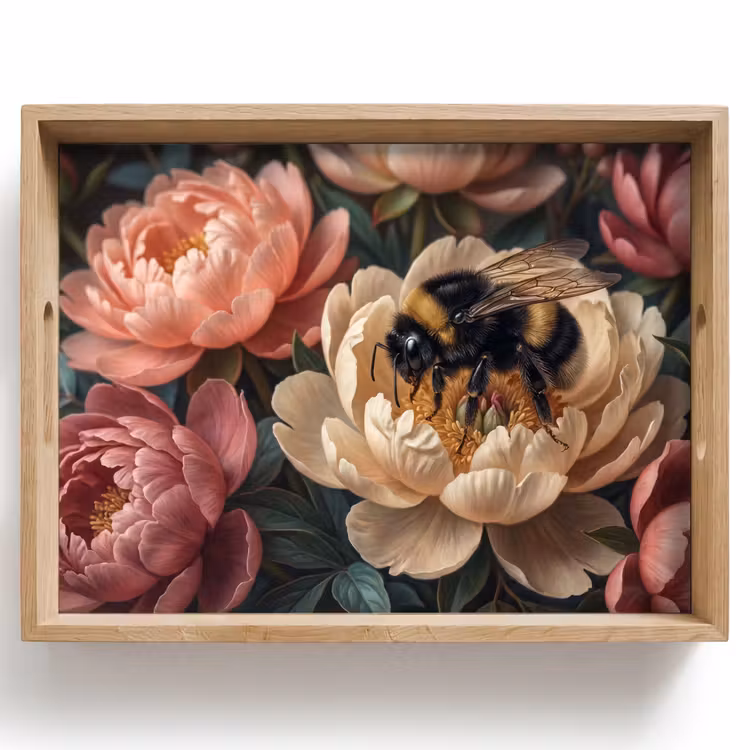 Bandeja - Flores - Insectos - Naturaleza - Rosa — 1