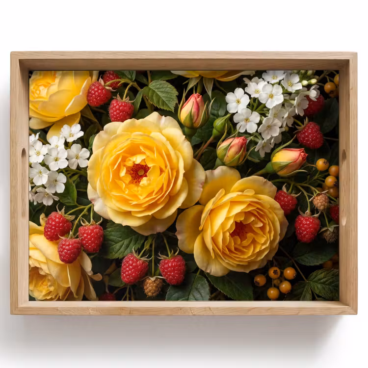 Bandeja - Flores - Ramo - Naturaleza - Clásico - Amarillo — 1
