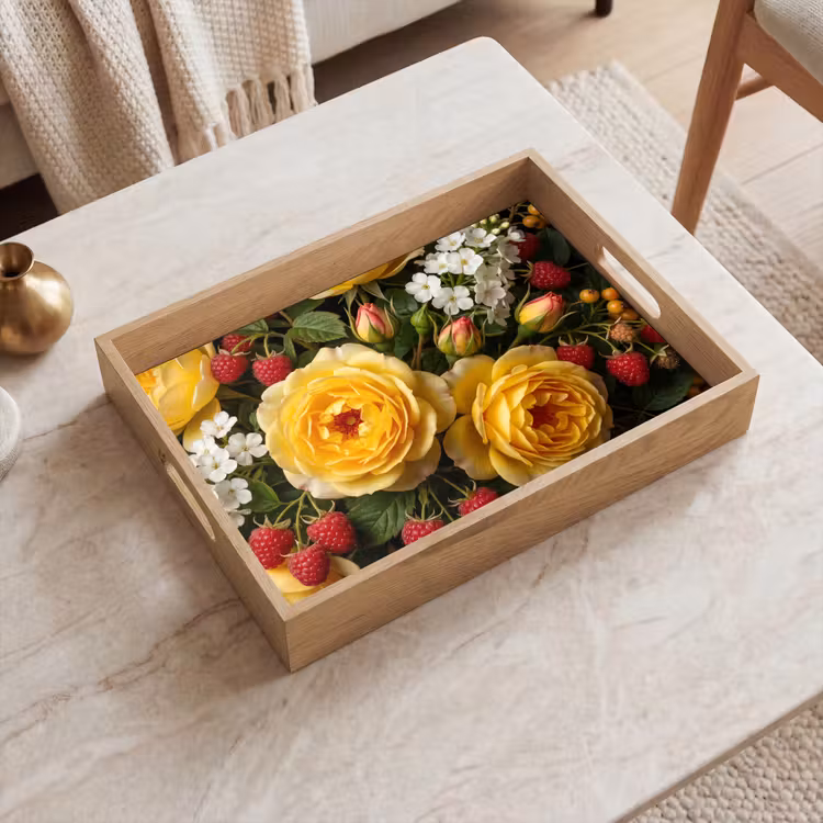 Bandeja - Flores - Ramo - Naturaleza - Clásico - Amarillo — 2