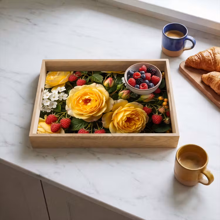 Bandeja - Flores - Ramo - Naturaleza - Clásico - Amarillo — 3