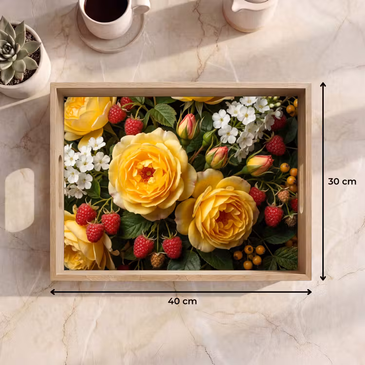 Bandeja - Flores - Ramo - Naturaleza - Clásico - Amarillo — 7