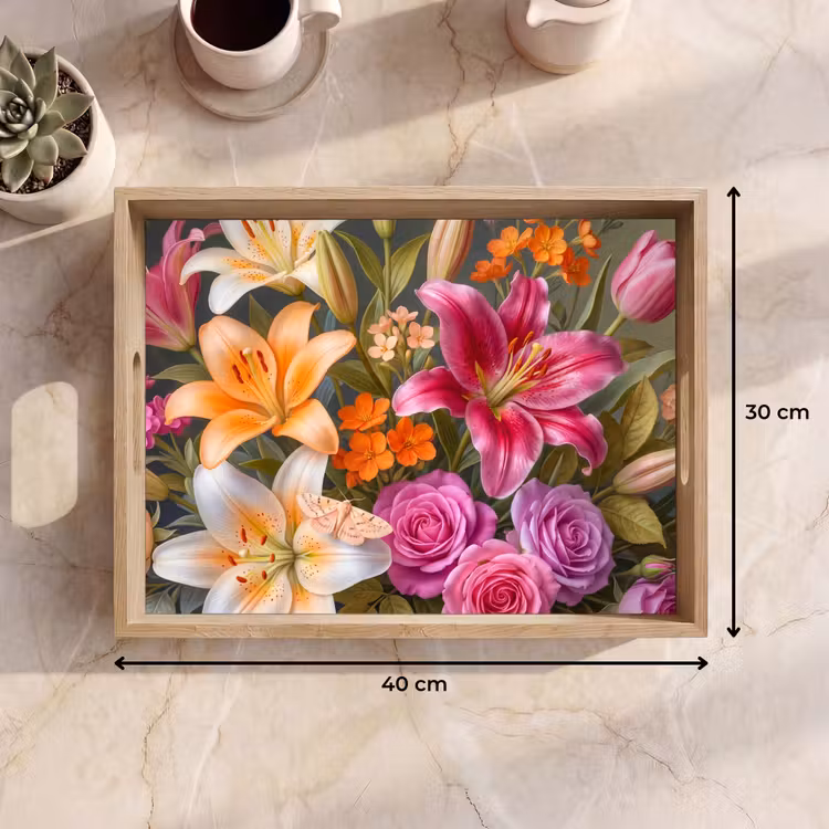 Bandeja - Flores - Ramo - Naturaleza - Colorido - Moderno — 7