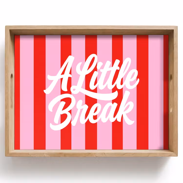 Bandeja - A Little Break - Rayas - Rojo - Rosa — 1