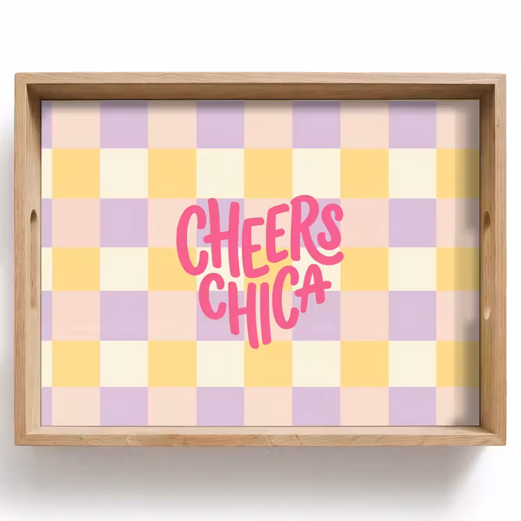 Bandeja - Cheers Chica - Cuadros - Lila - Amarillo — 1