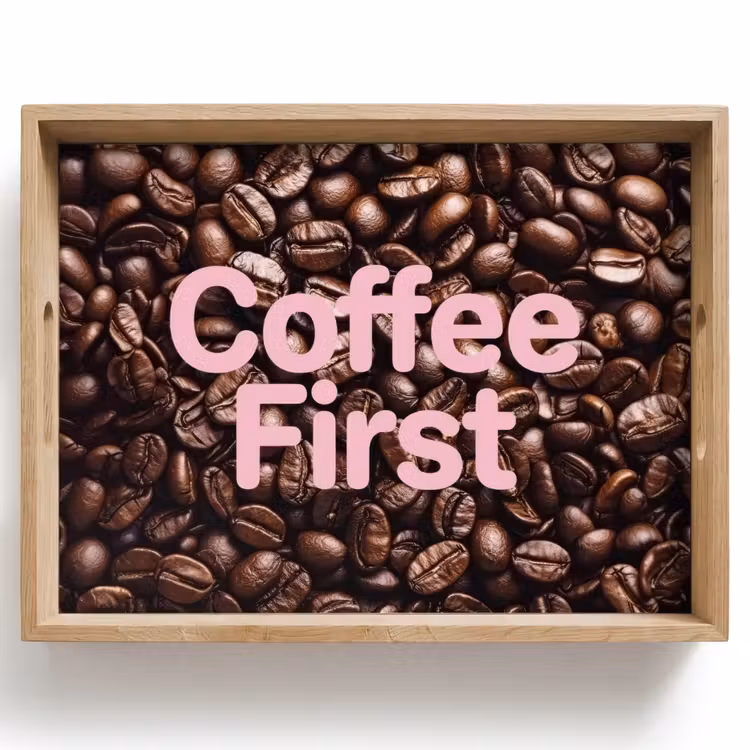 Bandeja - Coffee First - Granos de café - Rosa — 1