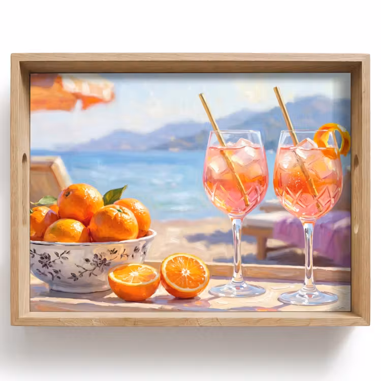 Bandeja - Bebidas - Vasos - Playa - Verano - Naranja — 1