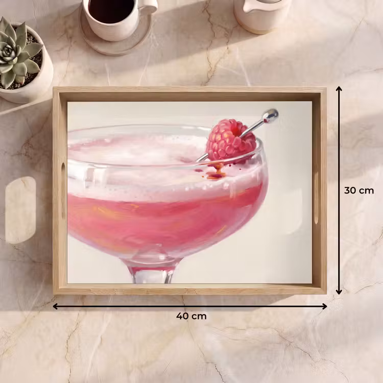 Bandeja - Cóctel - Frambuesa - Bebida - Moderno - Rosa — 7