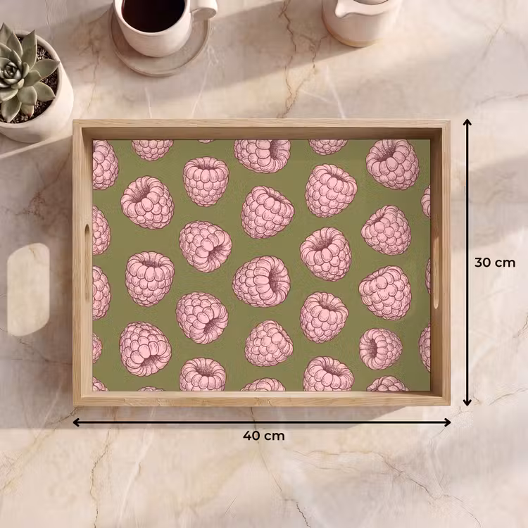 Bandeja - Comida - Patrón - Ilustración - Rosa - Verde — 7