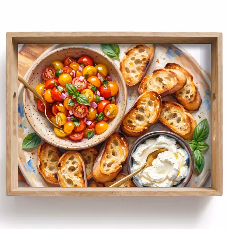 Bandeja - Comida - Tomate - Pan - Colorido - Cocina — 1