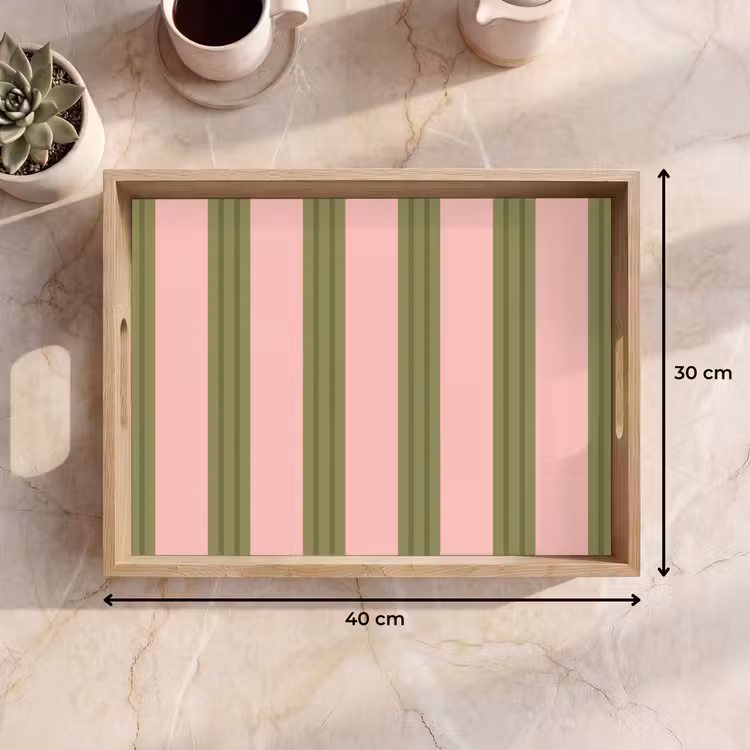 Bandeja - Estampado - Rayas - Abstracto - Rosa - Verde — 7