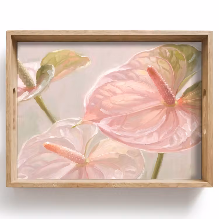 Bandeja - Flores - Pastel - Abstracto - Naturaleza - Verde — 1