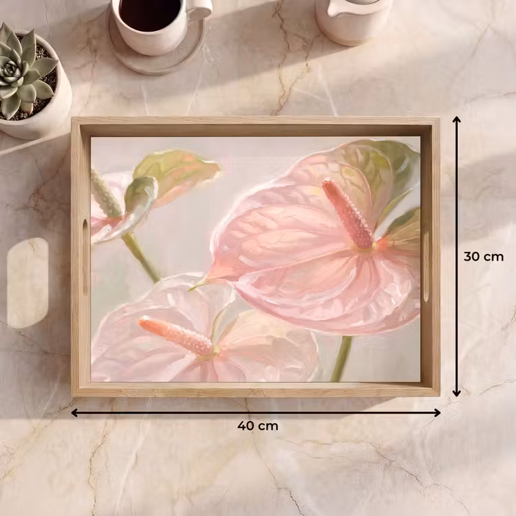 Bandeja - Flores - Pastel - Abstracto - Naturaleza - Verde — 7