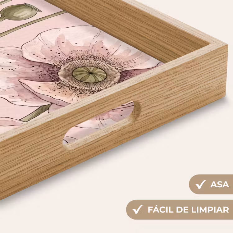 Bandeja - Flores - Verano - Naturaleza - Acuarela - Rosa — 8