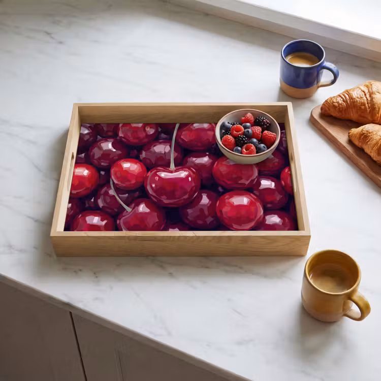 Bandeja - Fruta - Cerezas - Comida - Moderno - Rojo — 3