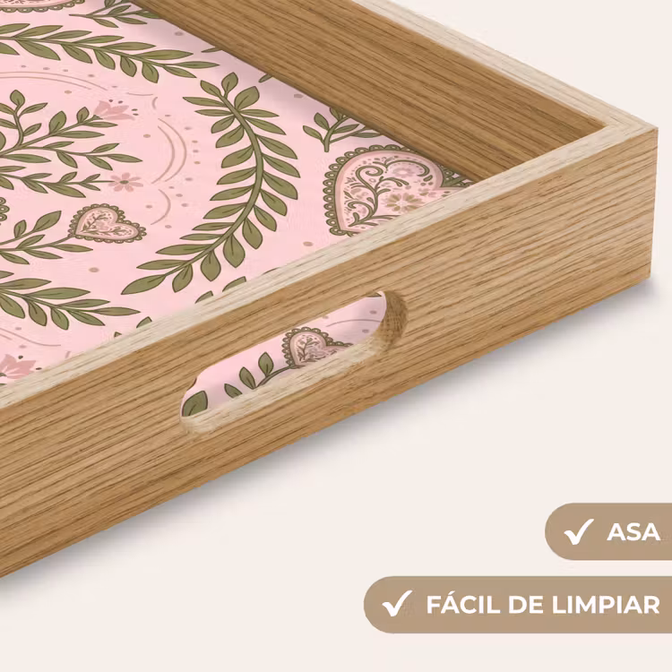 Bandeja - Motivo - Corazón - Flores - Folclórico - Rosa — 8