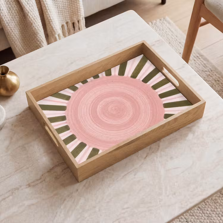 Bandeja - Patrón - Círculo - Rayos - Abstracto - Rosa — 2