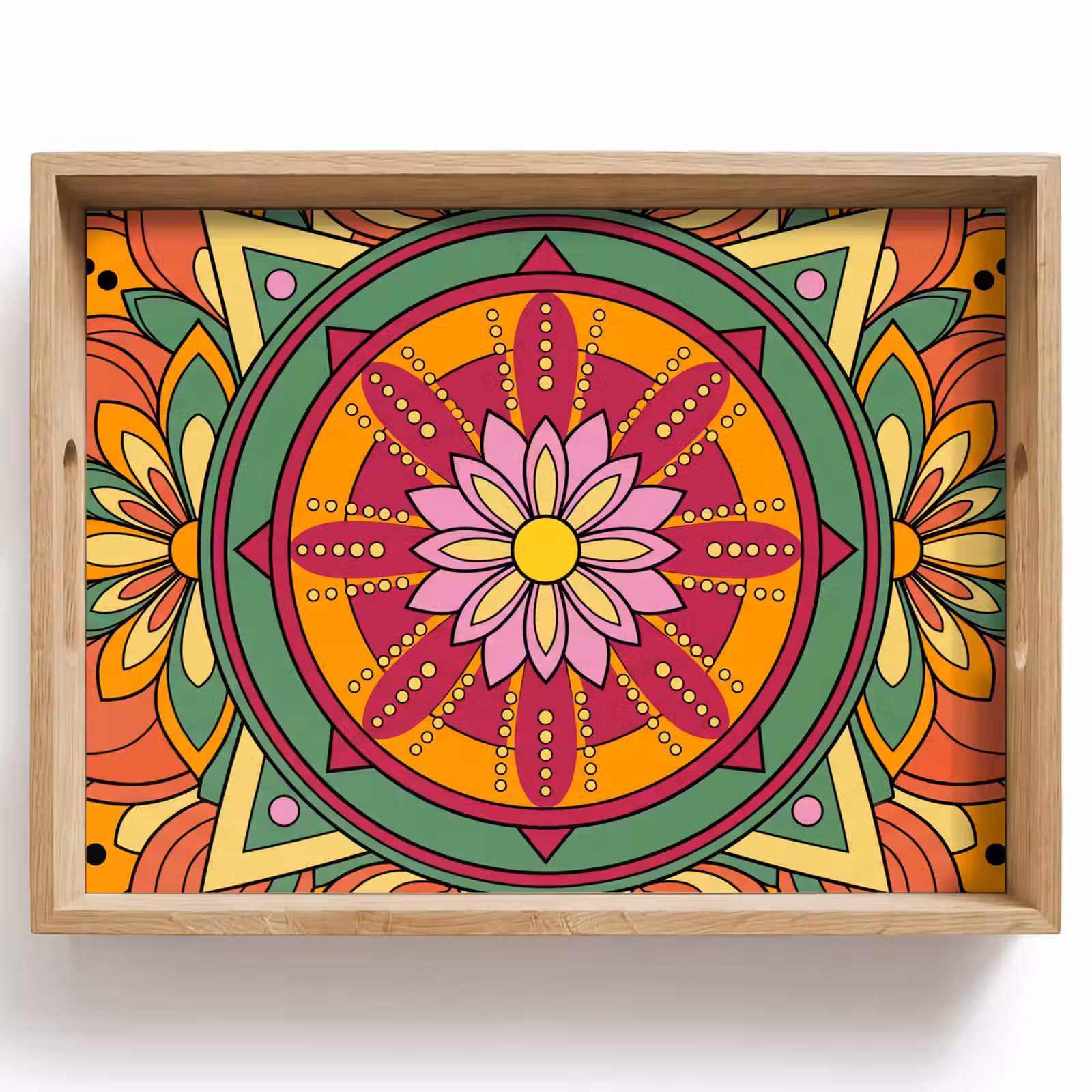 Bandeja - Mandala - Flores - Abstracto - Colorido — 1