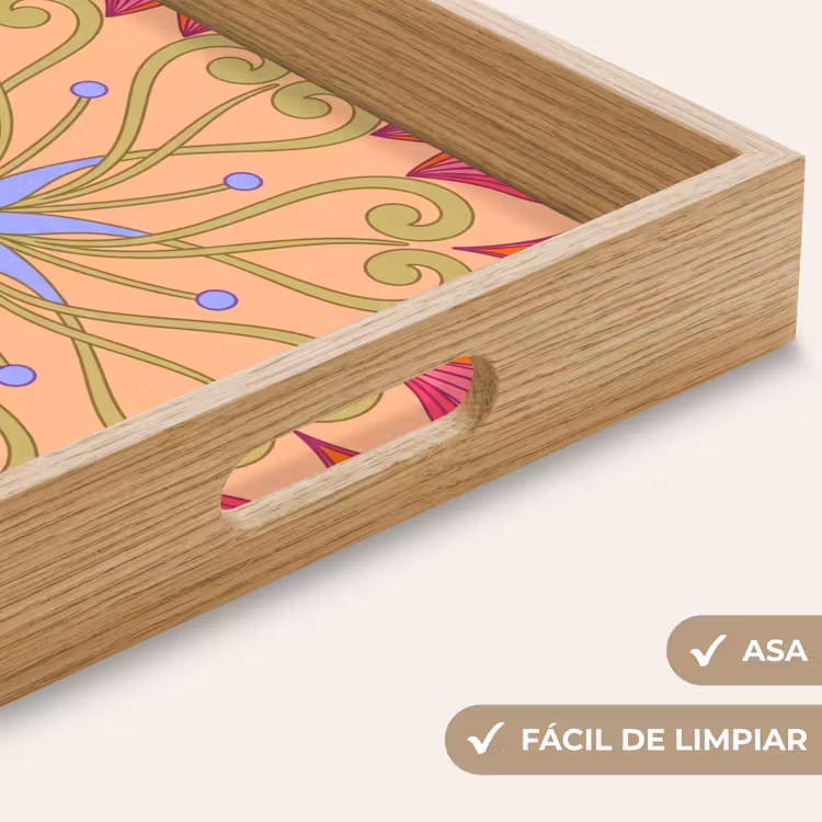 Bandeja - Flores - Estampado - Abstracto - Rosa - Decorativo — 8