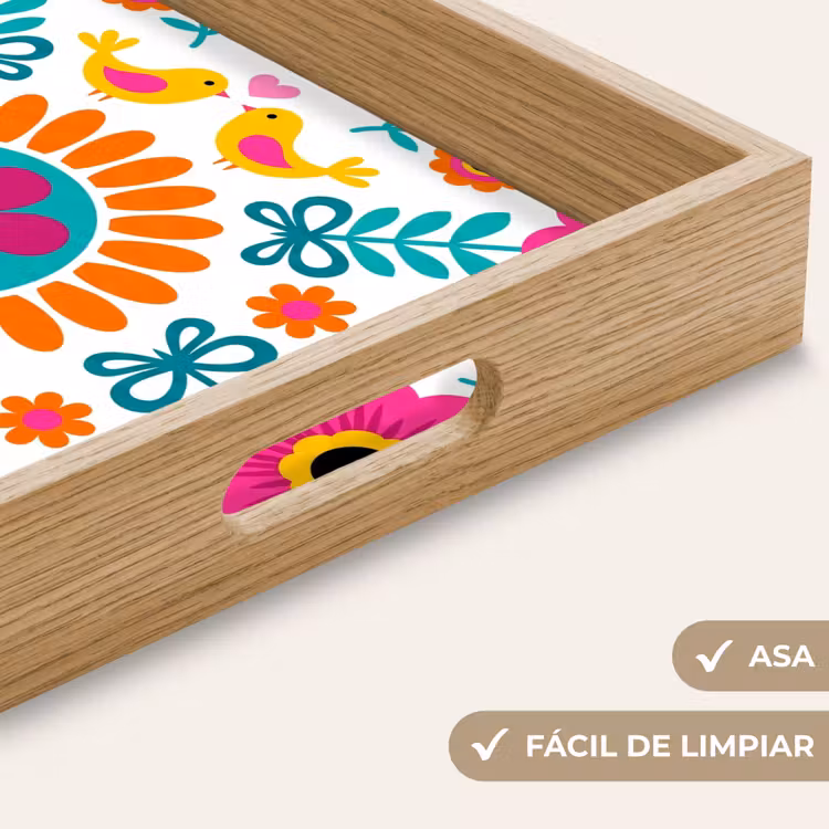Bandeja - Flores - Pájaros - Estampados - Colorido - Moderno — 8