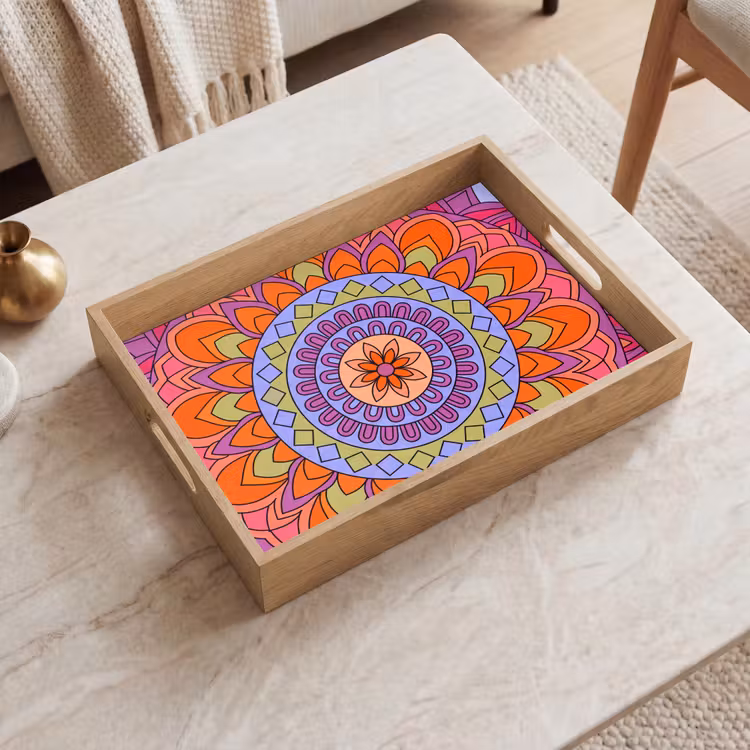 Bandeja - Mandala - Círculo - Abstracto - Colorido - Patrón — 2