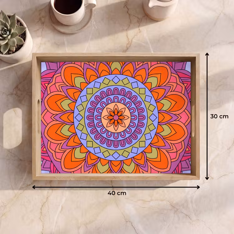 Bandeja - Mandala - Círculo - Abstracto - Colorido - Patrón — 7
