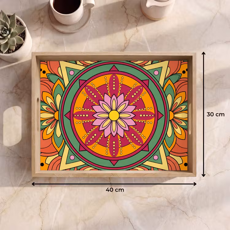 Bandeja - Mandala - Flores - Abstracto - Colorido — 7