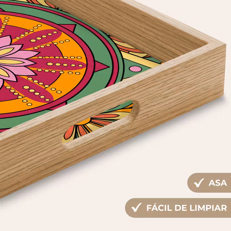Bandeja - Mandala - Flores - Abstracto - Colorido — 8