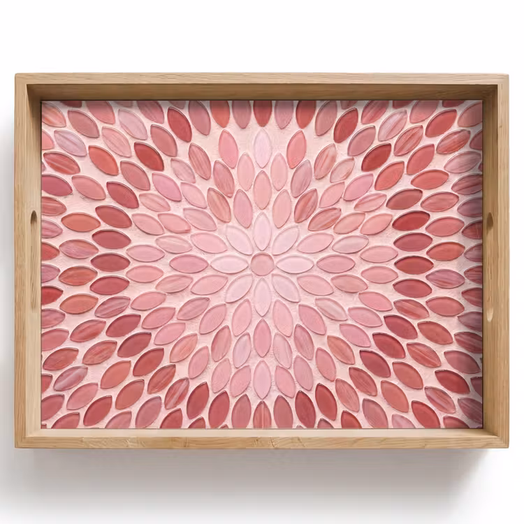 Bandeja - Motivo - Mosaico - Ovalado - Abstracto - Rosa — 1