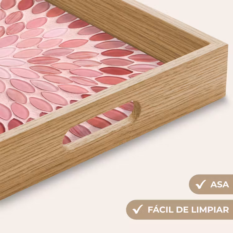 Bandeja - Motivo - Mosaico - Ovalado - Abstracto - Rosa — 8