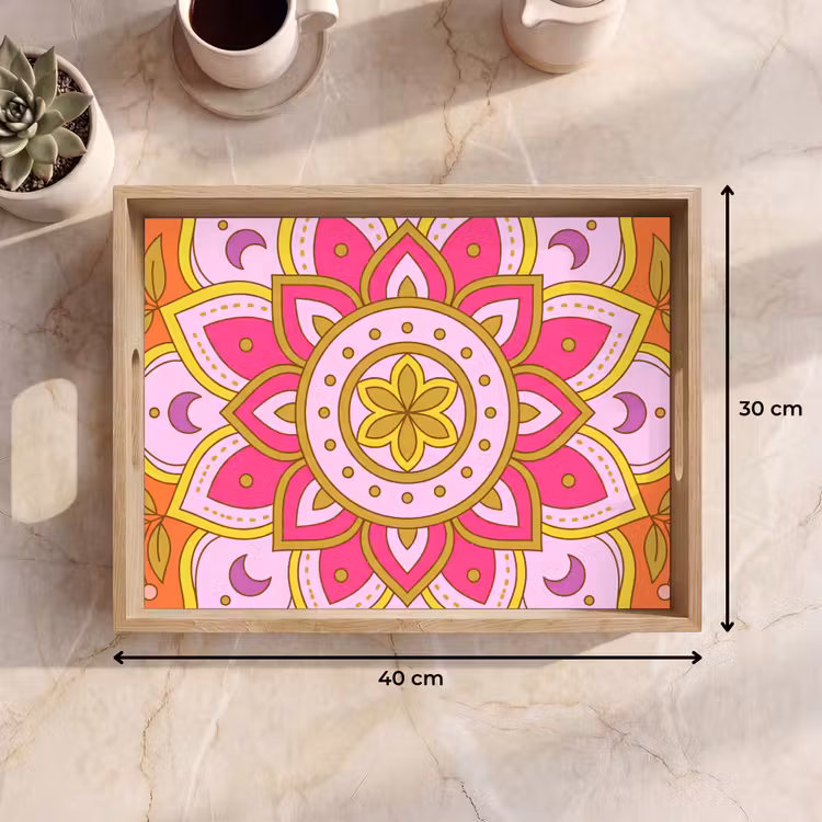 Bandeja - Patrón - Motivo floral - Decoración - Abstracto - Rosa — 7