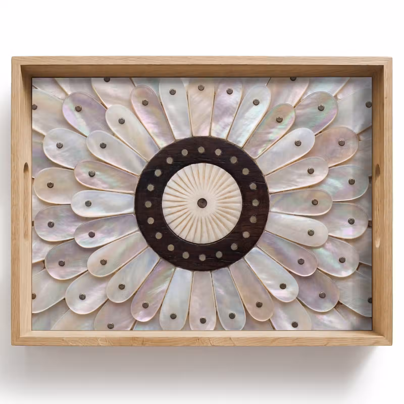 Bandeja - Nácar - Estampado - Decoración - Artesanía - Blanco — 1