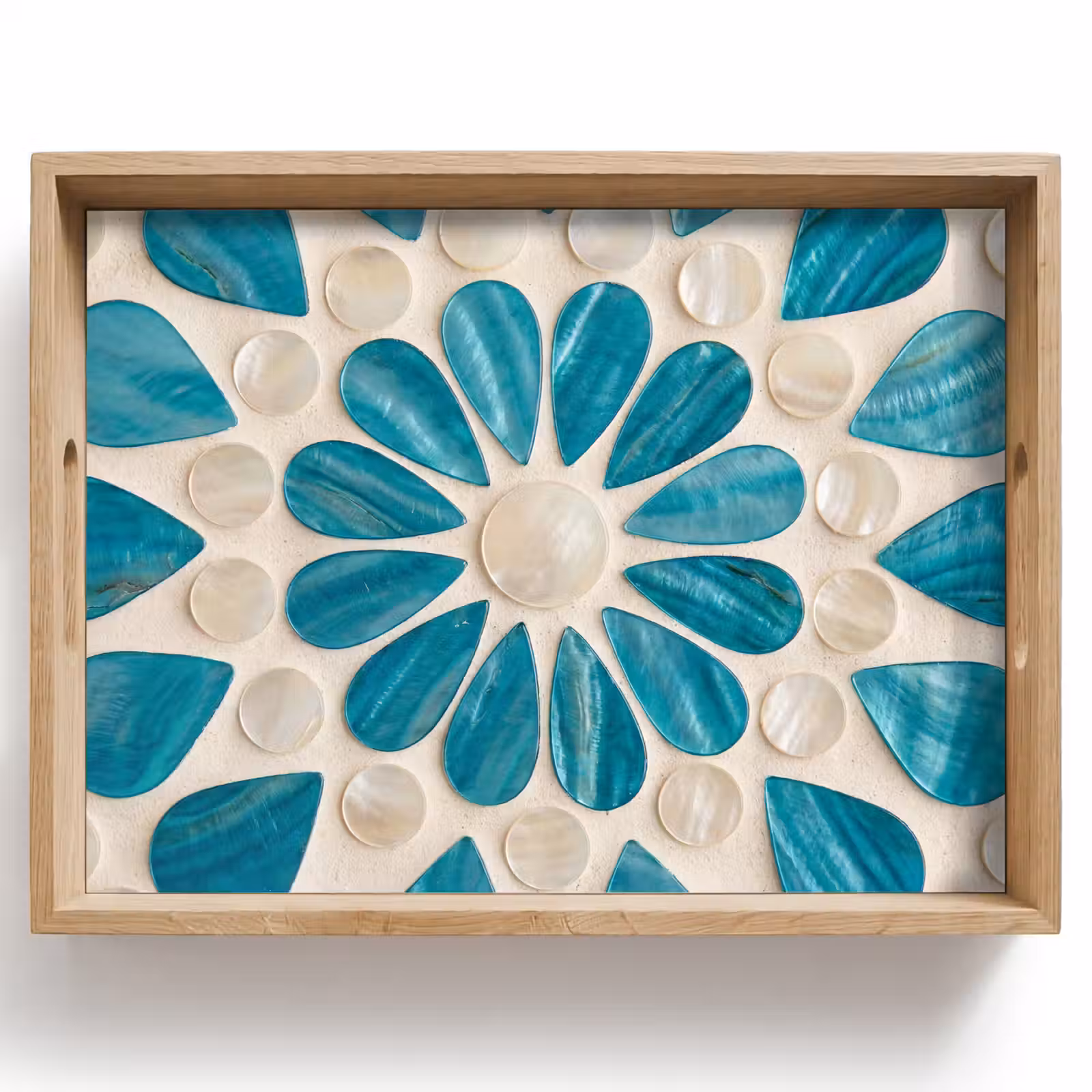 Bandeja - Patrón - Mosaico - Conchas - Abstracto - Turquesa — 1