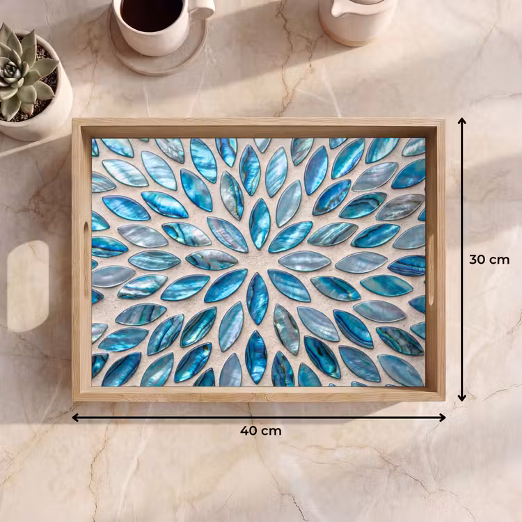 Bandeja - Estampado - Brillo - Abstracto - Azul - Decoración — 7