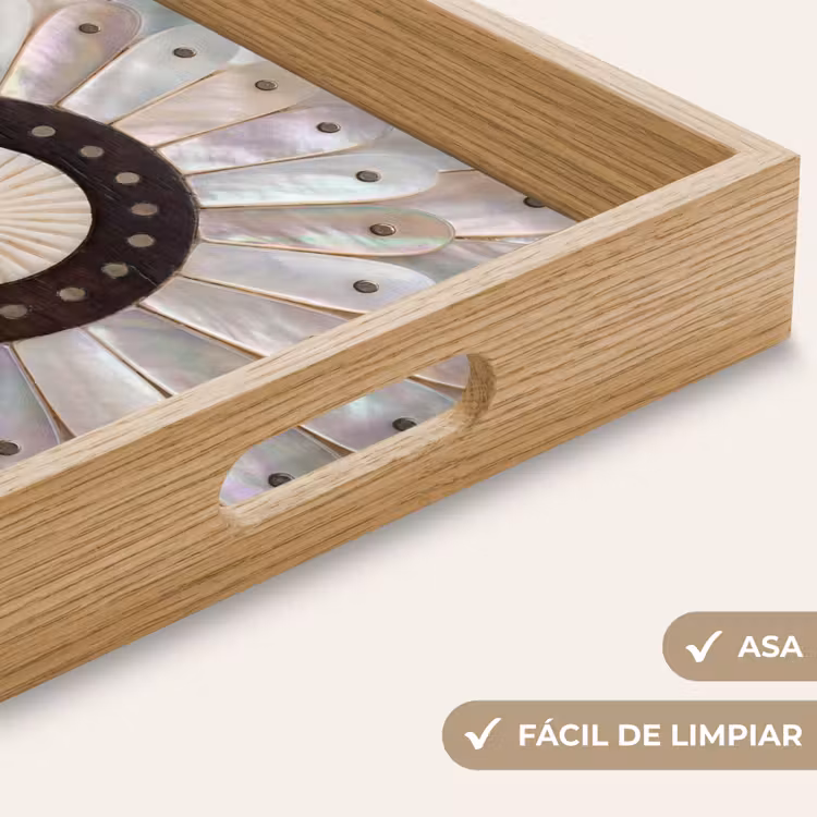 Bandeja - Nácar - Estampado - Decoración - Artesanía - Blanco — 8