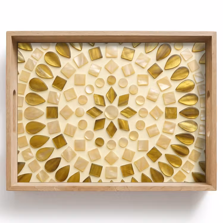 Bandeja - Patrón - Formas - Mosaico - Abstracto - Oro — 1