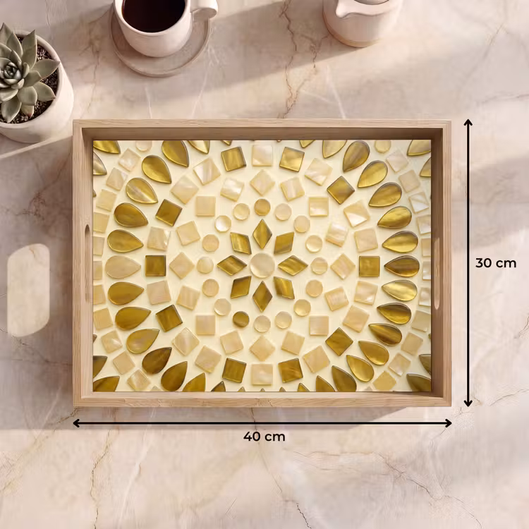 Bandeja - Patrón - Formas - Mosaico - Abstracto - Oro — 7