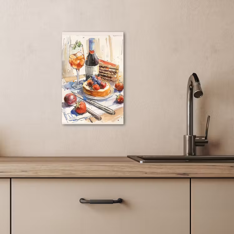 Lienzos decorativos - Degustación en acuarela — 2