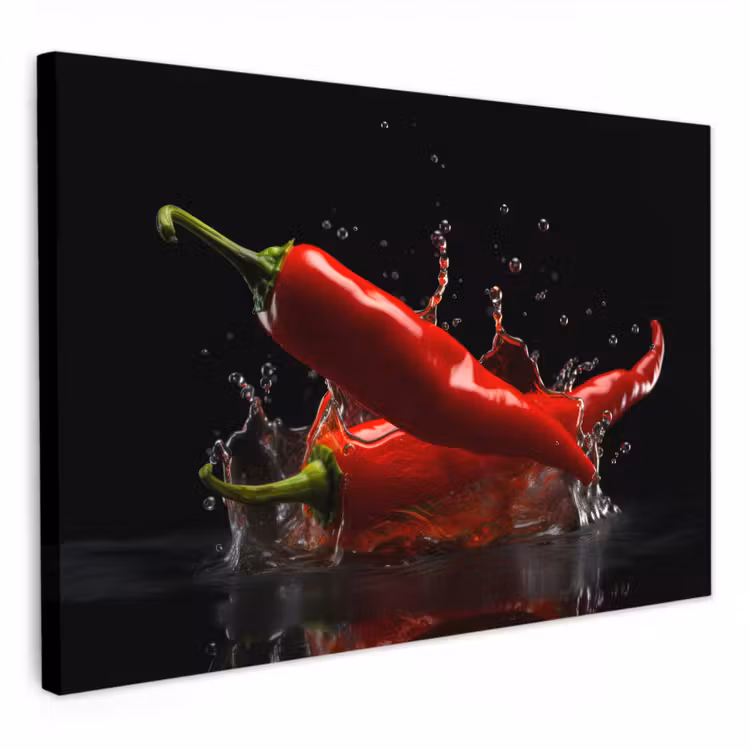 Lienzos decorativos - Pimiento - Rojo - Negro - Agua - Vegetal — 1